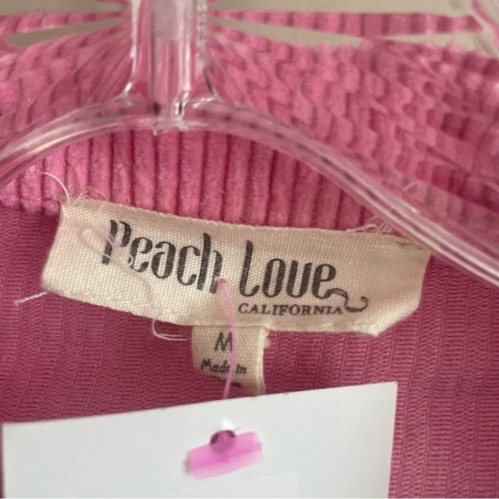 Peach Love California Pink Corduroy Bomber Jacket with Pearl Embellishments - Picture 3 of 8